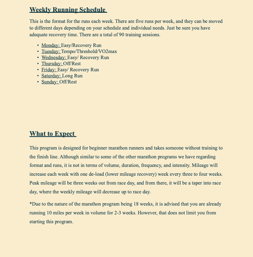 18-Week Beginner Marathon Training Program (Vol. 1)