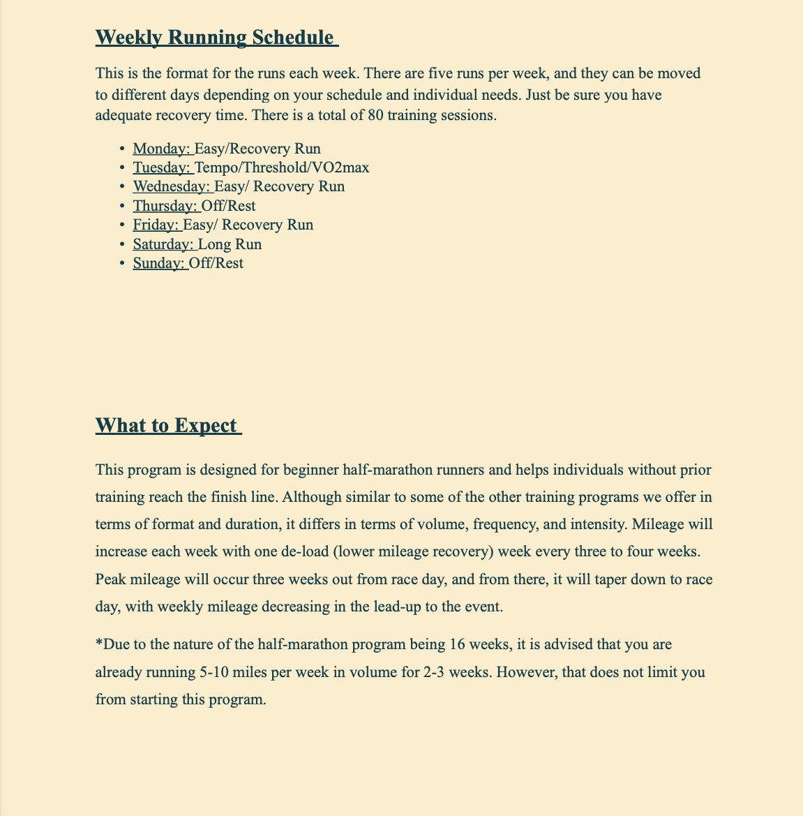 16-Week Beginner Half-Marathon Training Program (Vol. 1)